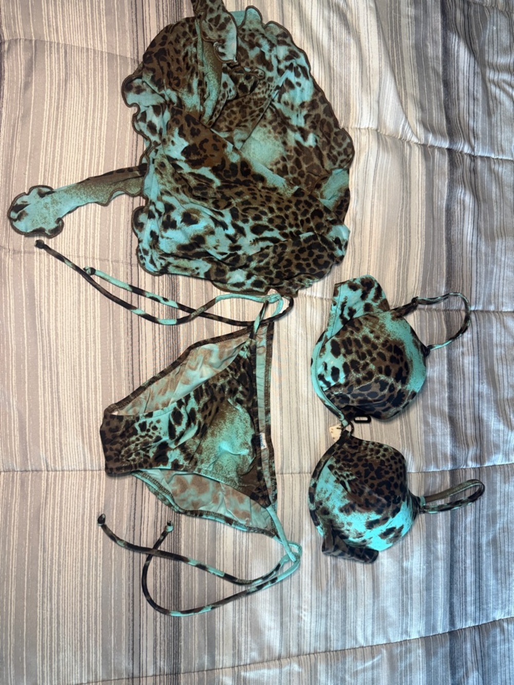 VENUS Aqua and Brown Leopard Print Bikini Set